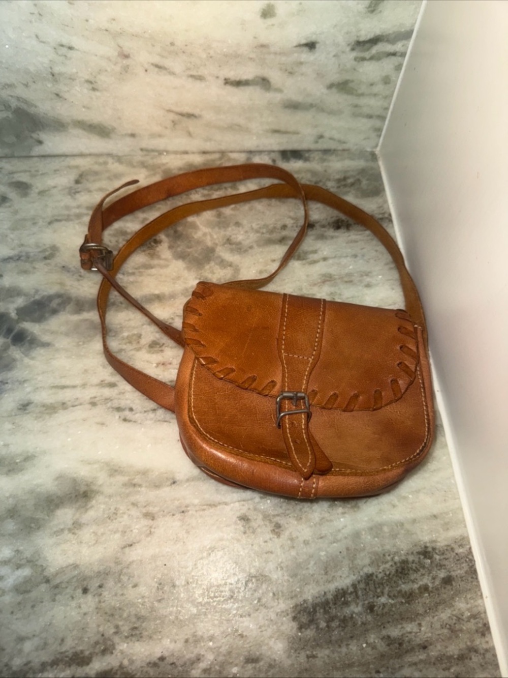 Classic Tan Leather Crossbody Bag